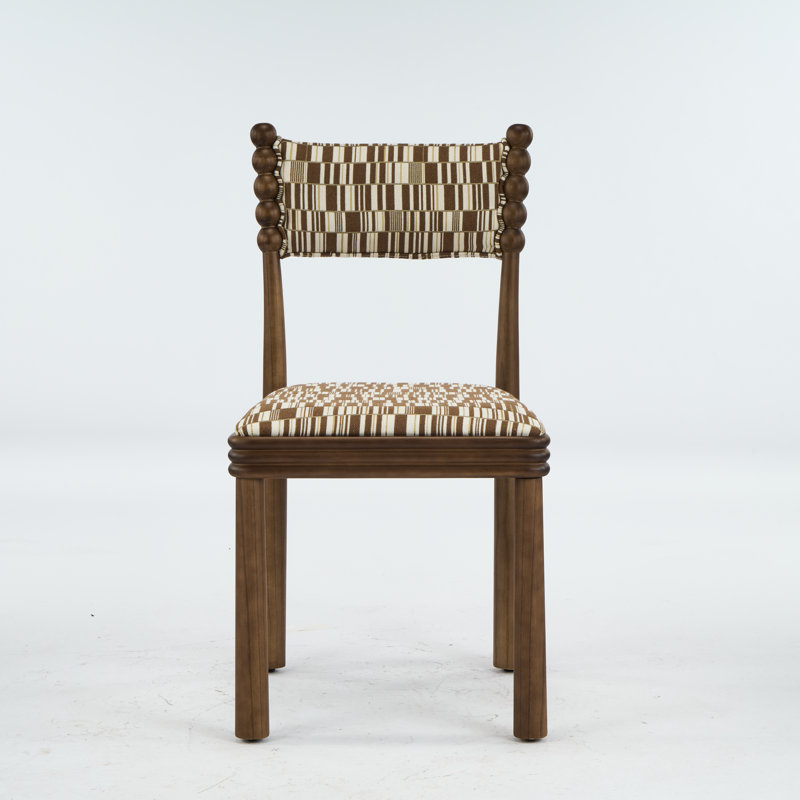 Hulu Chair, Brown Geometric, Brown Wood
