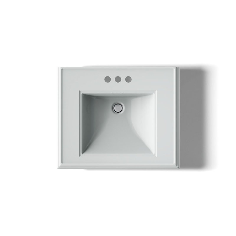Memoirs® 26.375" Tall Rectangular Pedestal Bathroom Sink with Overflow, Ice Gray, 4" Centers