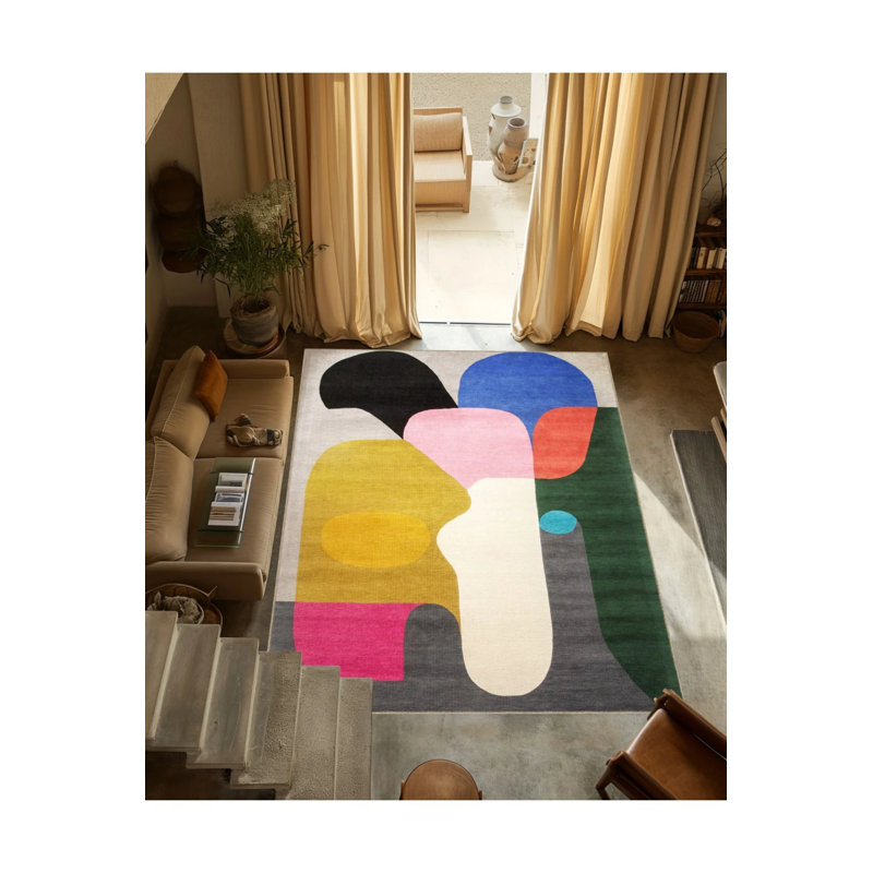 Creative Modern Decorative Carpet With Multicolored Abstract Shape Pattern, Runner 2'6" x 9'11"