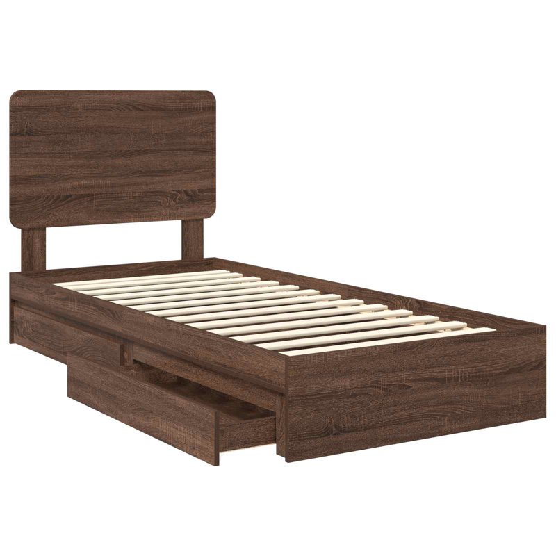 Bed, Brown Oak, Small Single (2'6)