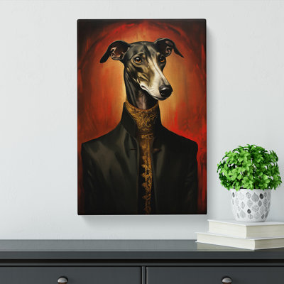 Greyhound Gothic Art - Wrapped Canvas