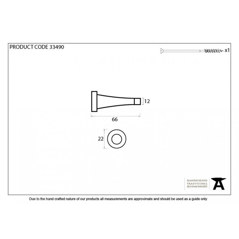 Projection Steel Baseboard Door Stop, Beeswax