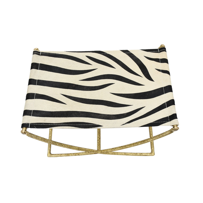 Tabouret d'appoint en cuir de vache, Doré