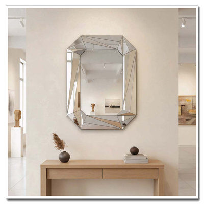 Diamond Shaped Large Wall Mirror for Decor Elegant Living Room