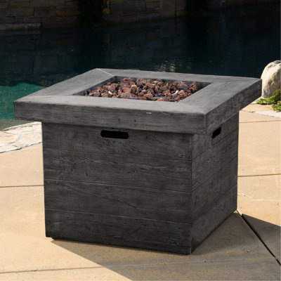 32'' Square Wood Fire Pit 40,000 Grey For Summer Relaxing With Friends, 32 In. Dimensions, 100.77 Lb Cool Evenings Loved Ones, Lb, Deep