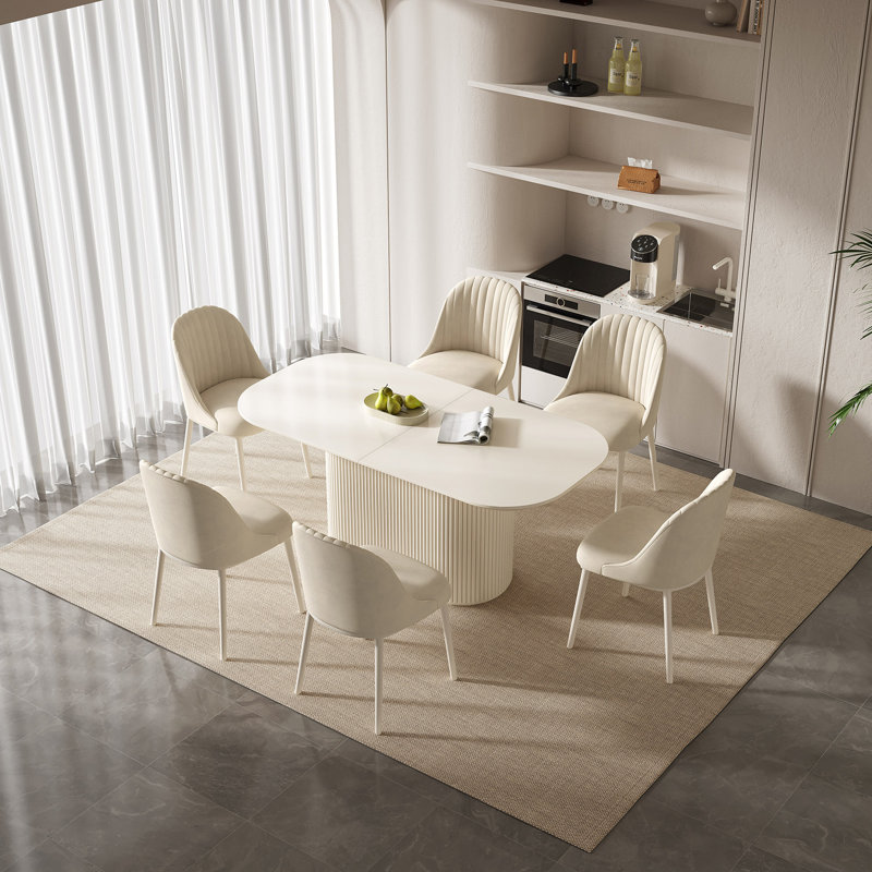Ensemble de table de salle à manger 70 po avec 6 chaises pour la cuisine, le bar et le salon, 7 pièces : table, 6 chaises