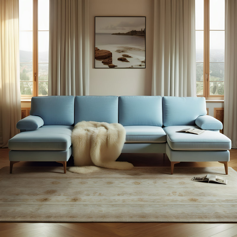 Canapé modulaire rembourré 146,5 po Datura, Bleu