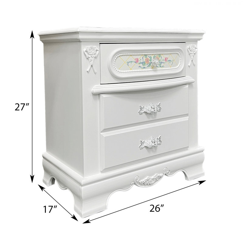 Table de chevet pratique, table de chevet 2 tiroirs, table de bout avec motifs floraux