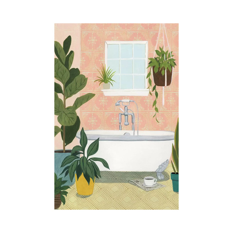 « Baignoire oasis II » par Grace Popp-impression d’art graphique, H 40 po x l 26 po x P 1,5 po, Toile tendue, Pas de tapis