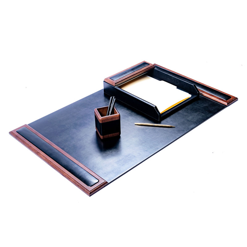 Leather Desk Organizer Set, Walnut