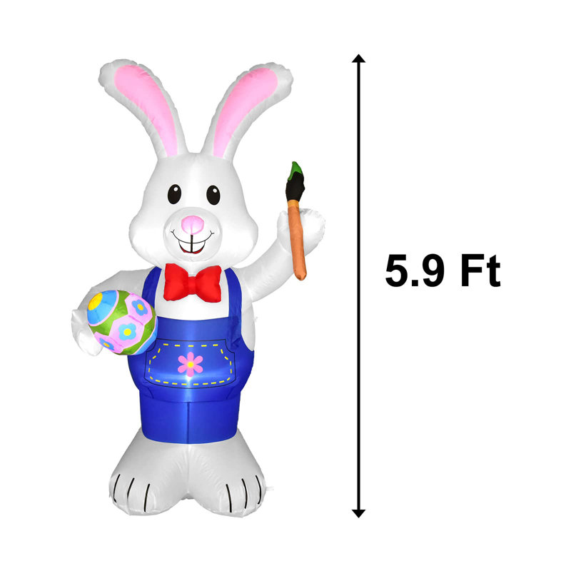 Bunny With Carrot And Easter Eggs Inflatable