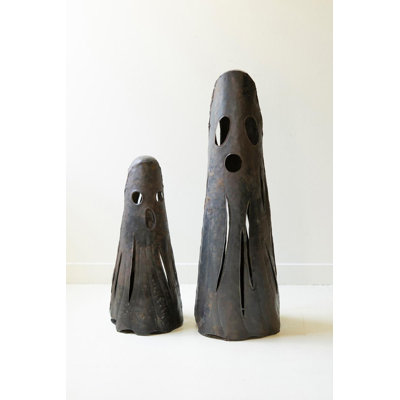 SET OF TWO RUSTIC IRON GHOST LUMINARIES