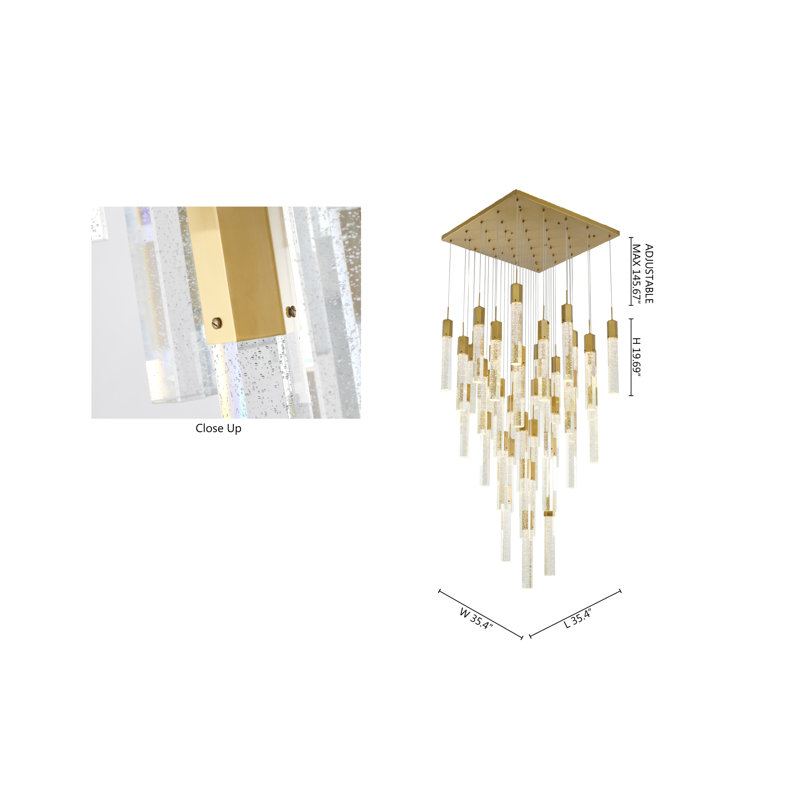 Lustre en cristal 25 lumières Modern, Doré