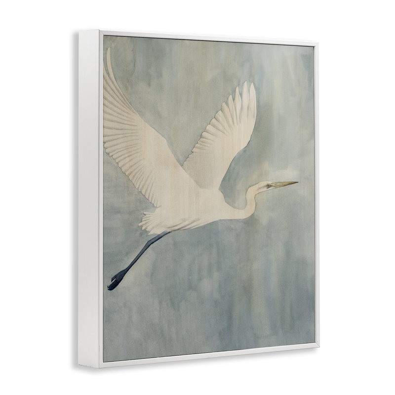 Giclée encadrée Island Specter Bird, design par Grace Popp, H 14 po x l 11 po, Estampe numérique encadrée blanc bord de mer