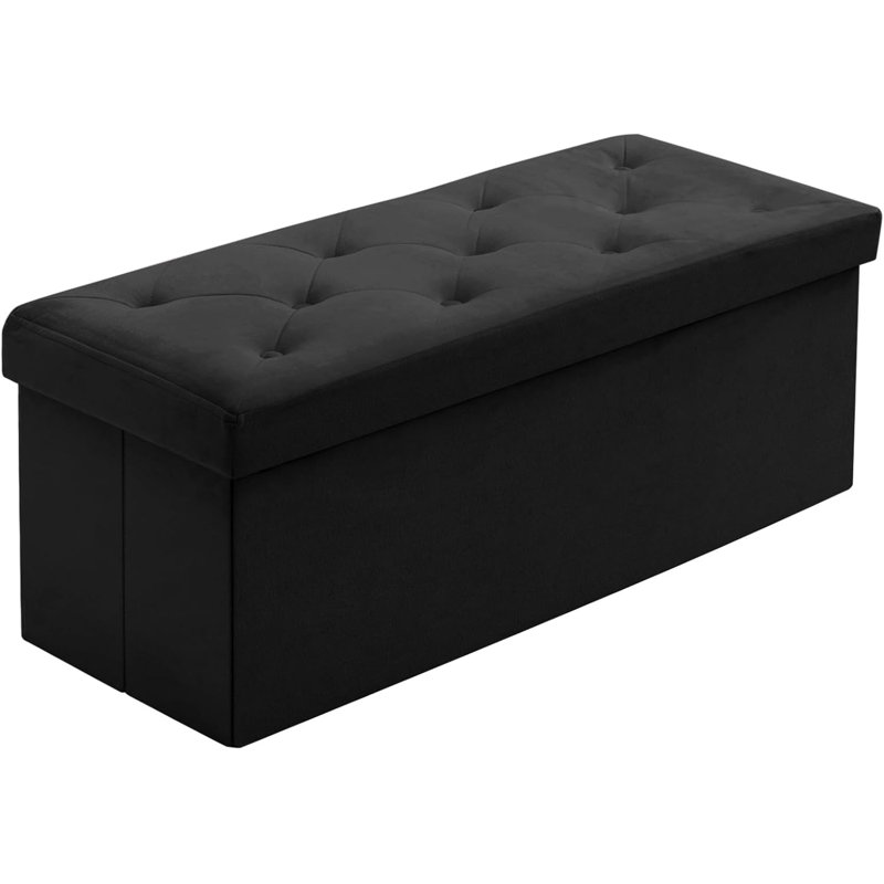 Velvet Storage Bench, Black