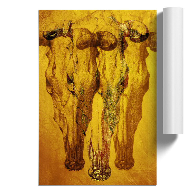 Gold Shade of Skulls - Unframed Graphic Art, 42cm H x 30cm W x 0.1cm D