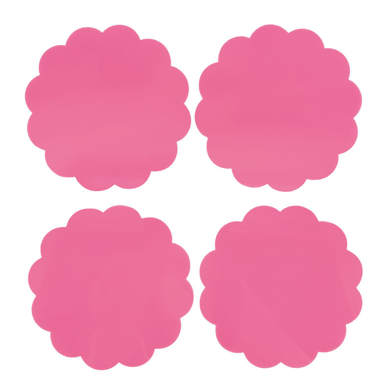 Ensemble de 4 sous-verres en acrylique rose festonné (3 mm), Rose