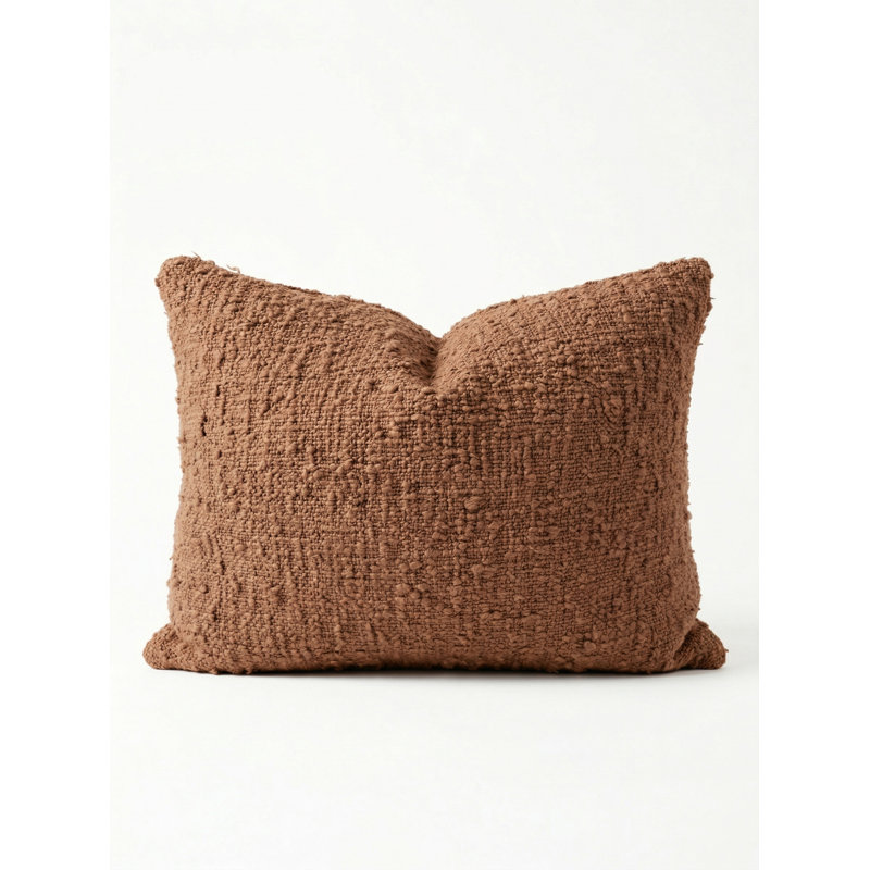 Navy Blue Cozy Boucle Cotton Pillow 20x20 with Down Insert, Aqua, Square 20", Polyester