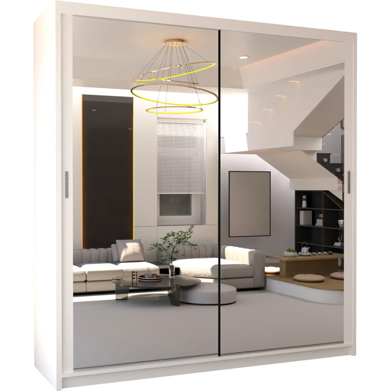 Elegent Carino Sliding Door Wardrobe with Mirror – Space-Saving Bedroom Storage in 6 Sizes & 6 Colours, White
