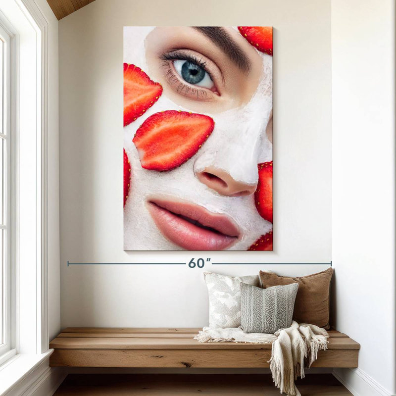 Beauté fraise, H 51 po x l 34 po