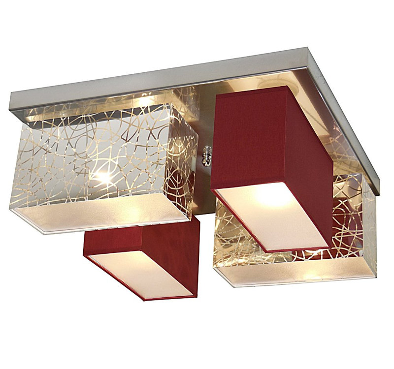 Pascoe Fabric Semi Flush Mount, Silver/Burgundy