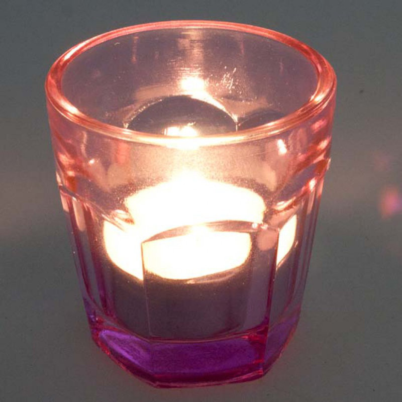 Glass Tabletop Tealight Holder, Pink