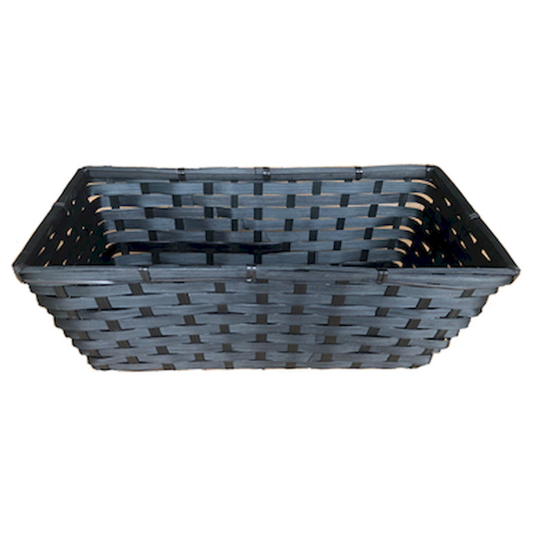 Panier en bois massif, Noir, H 6 po x l 14 po x P 7,2 po