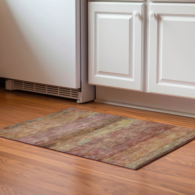 Premium Machine Washable Mayfield AMF2311 Stripes Rug, 1'8" x 2'6", Terracotta