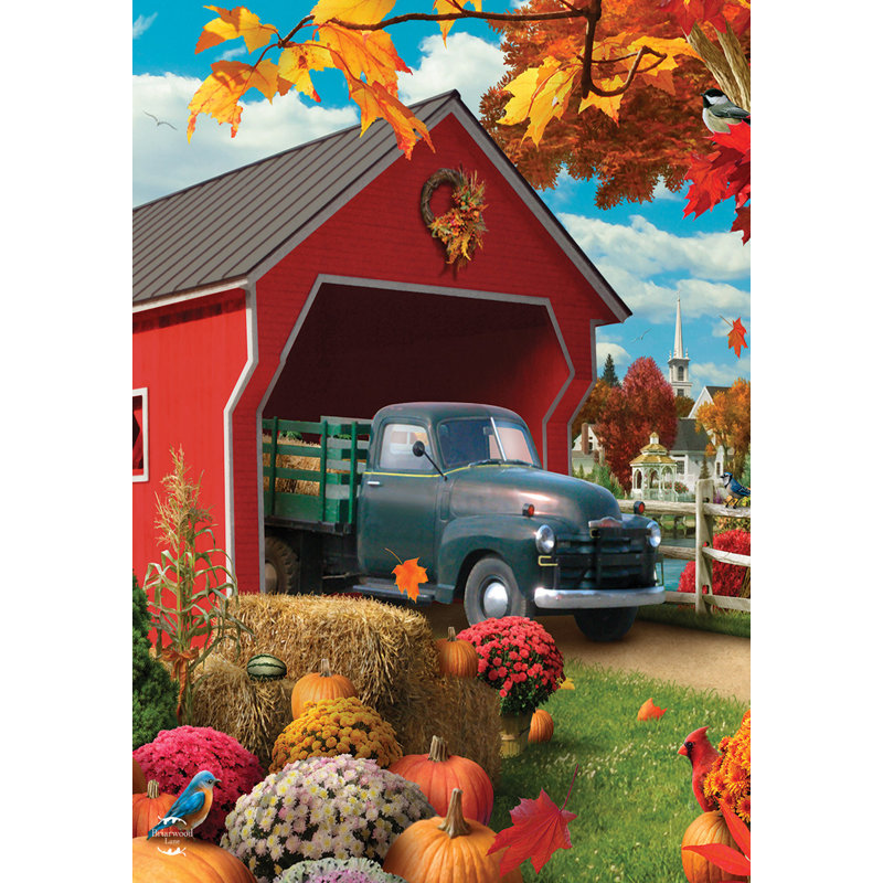 Drapeau du jardin d'automne Harvest Bridge, Automne rouge/vert
