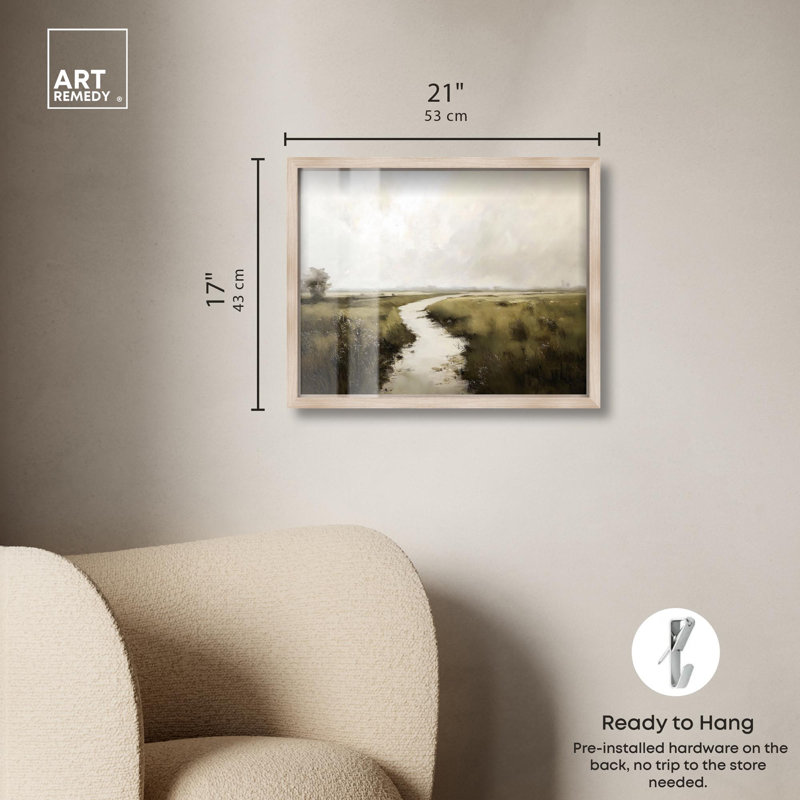 «Grassline Reflections Shadowbox Print» par Art Remedy, Crème, crème, H 17 po x l 21 po