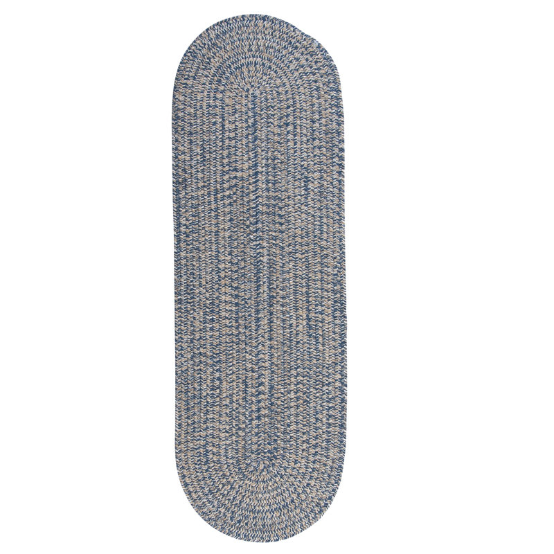 Tapis réversible en mélange de laine Bristow - bleu denim, Ovale 2 pi x 11 pi
