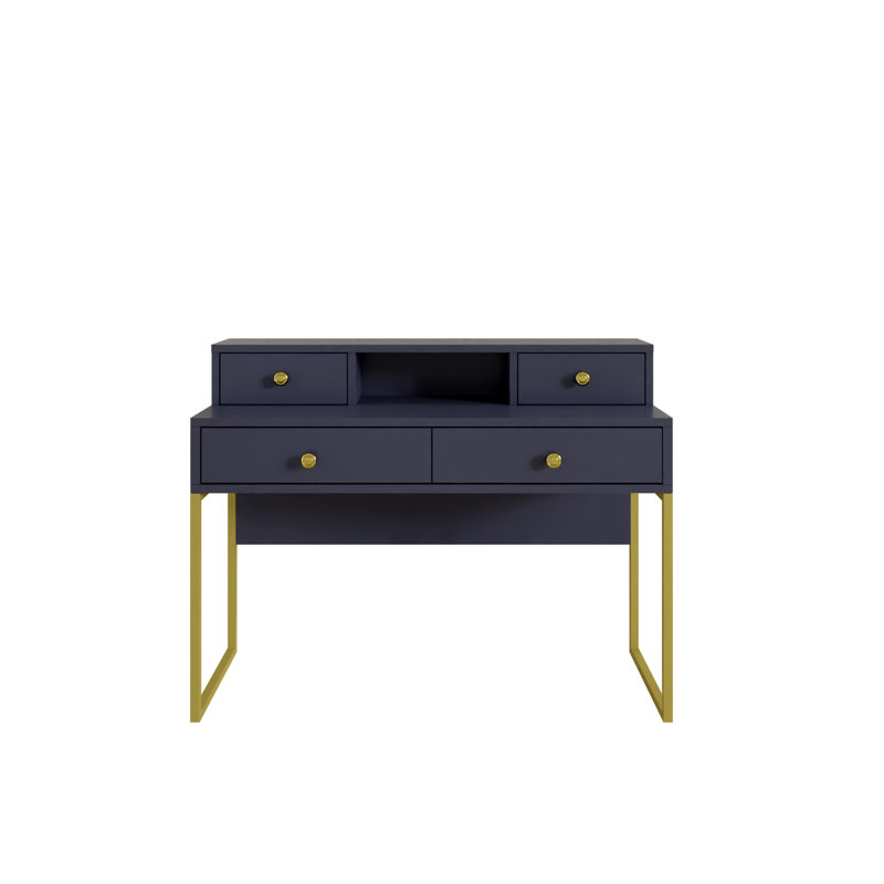 Bartlesville Metal Base Writing Desk, Navy Blue