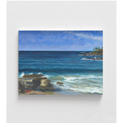 «Table Rock Laguna Palms» par William Thompson, océan bleu foncé, peinture murale, art océan profond, décor de hall d'hôtel tropical