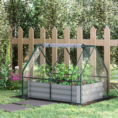 Galvanized Raised Garden Bed With Greenhouse Cover - 4' X 3', For Plentiful Harvests Flowers, Fruits, Veggies, Herbs, Outdoor Metal Planter Windows Box & 2