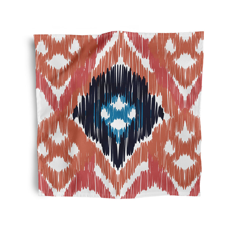 Mallery Polyester Ikat Square Napkin, Orange
