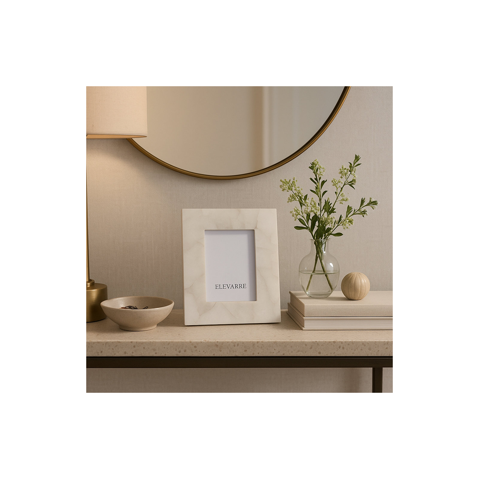 Edina Quartz Photo Frame, 4" x 6", White