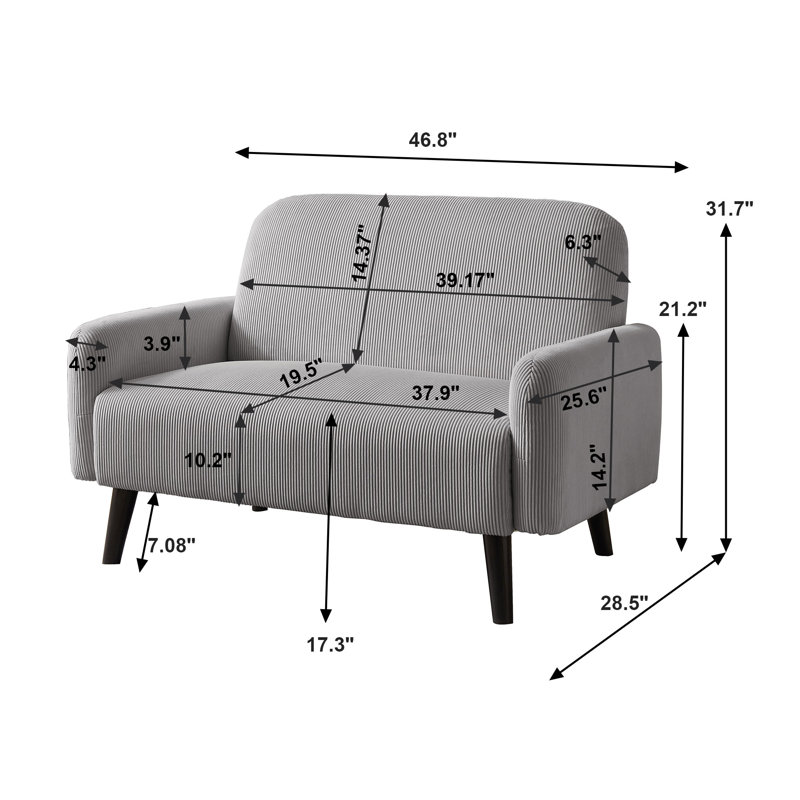 Loveseat For Small Space, Light Gray