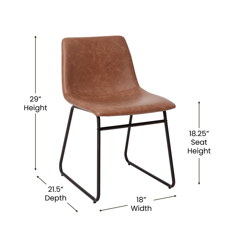 Avelina 18" LeatherSoft Bucket Style Dining Table Height Chairs (Set of 2) by Flash Furniture, Light Brown, Black