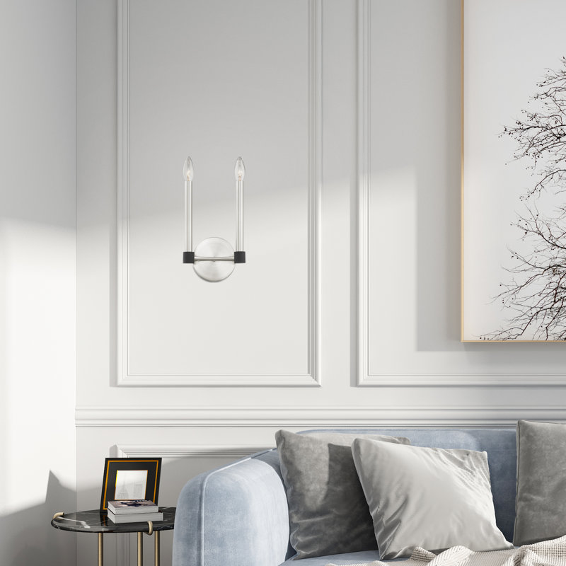 Orean Flush Mounted Sconce, Brushed Nickel/Black