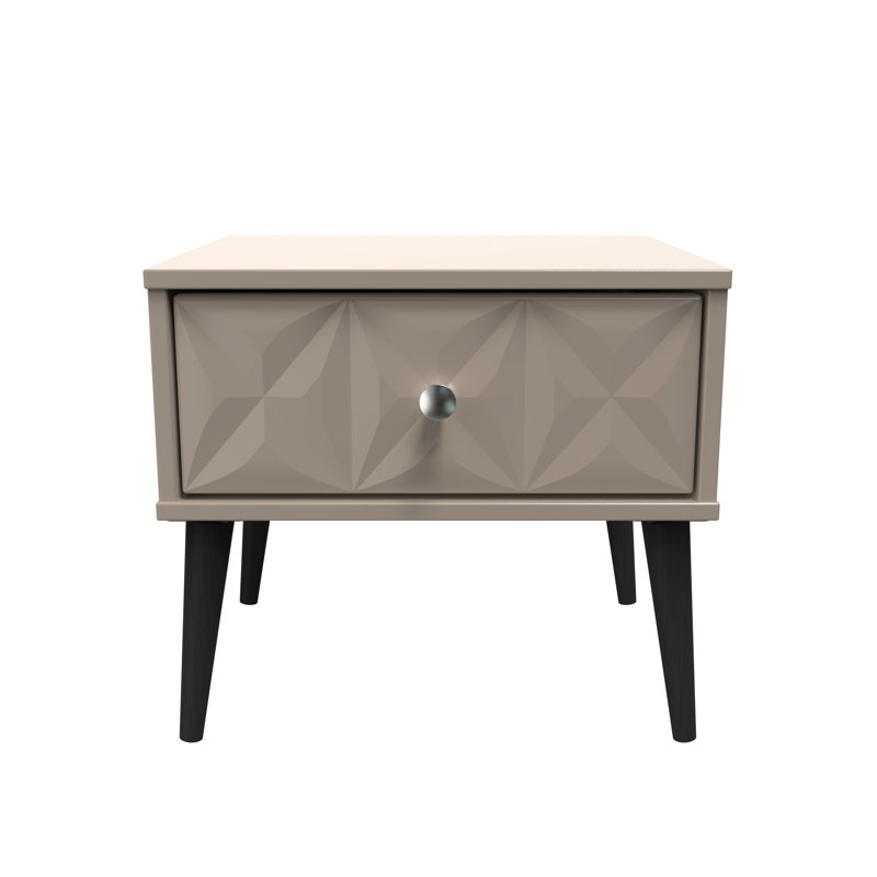 Carnlea 45cm W Manufactured Wood Bedside Table, Mushroom Matt