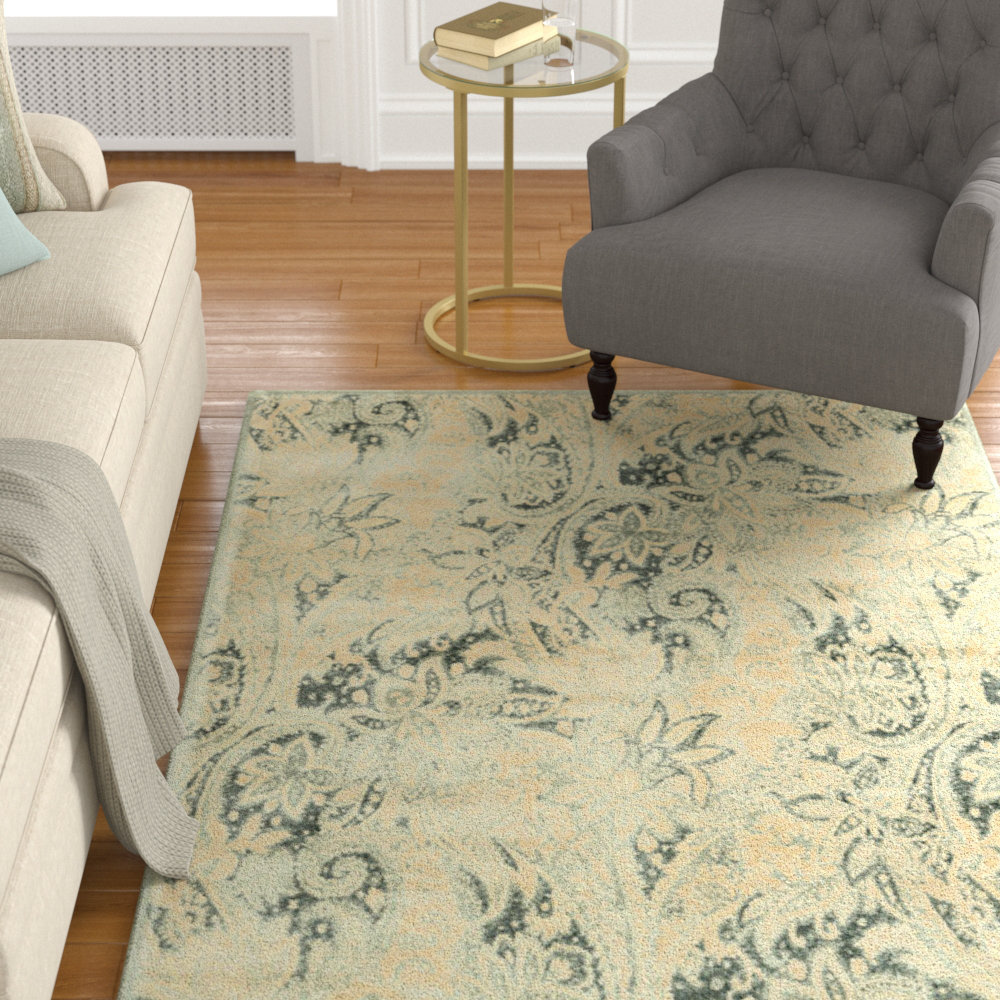 Keever Viscose Floral Indoor Rug Alcott Hill® Rug