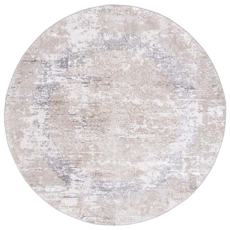 Minyard 271 Area Rug In Beige / Gray, Round 6'7"