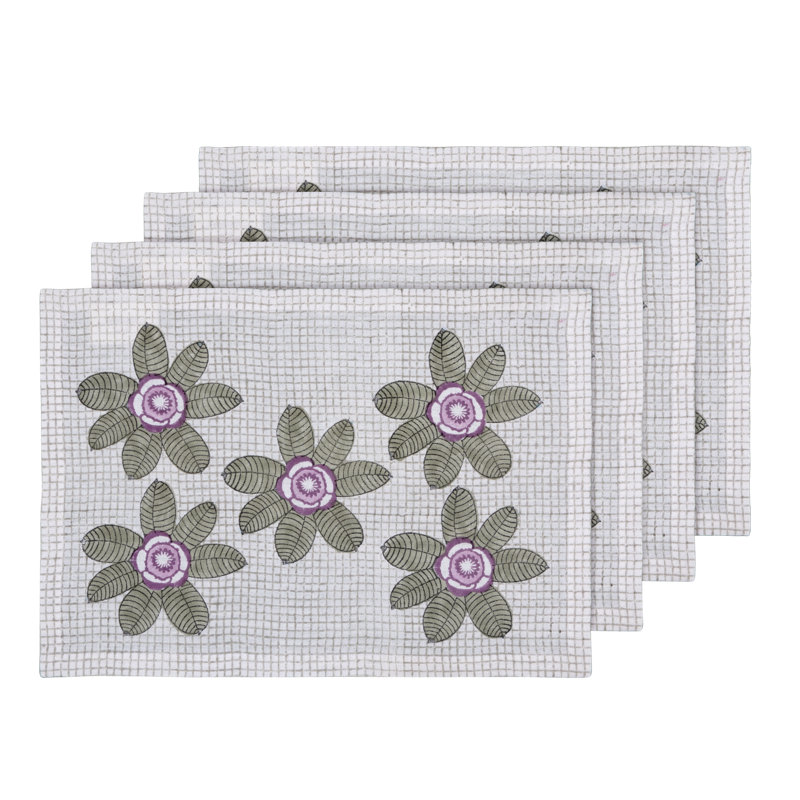 Elephant Apple Flowers Table Placemat 14x20 Inch, Green