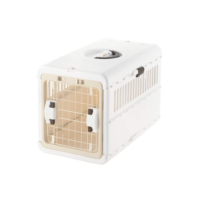 Foldable Pet Carrier with one door, White, Small (15" H x 13.5" W x 22" D)
