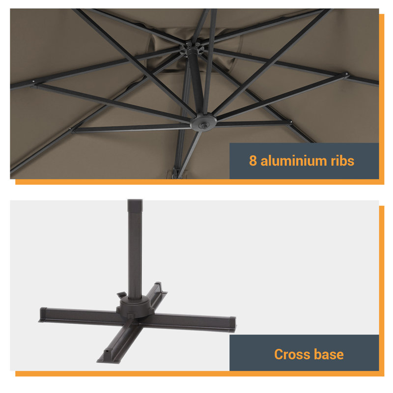 Parasol en porte-à-faux 132,1 po Sabaha, Taupe
