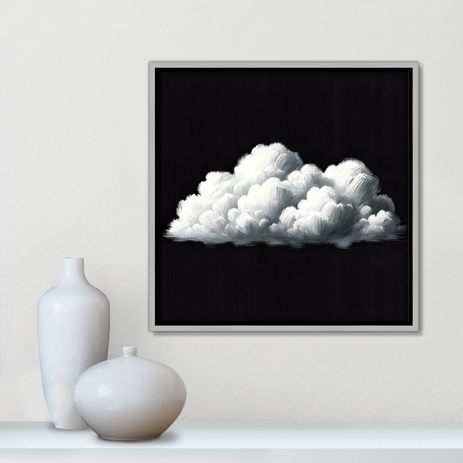 Ottavia "White Clouds" Print, 17.5" H x 17.5" W, Silver