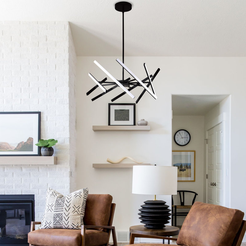 Luminaire suspendu de style lustre géométrique moderne à 8 lumières DEL