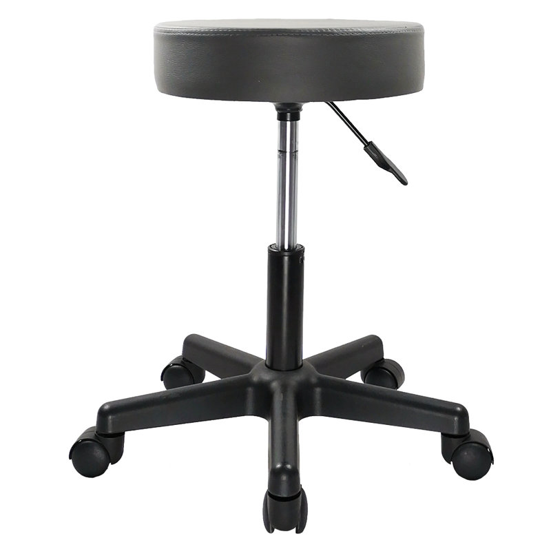 Tabouret de laboratoire rond réglable en hauteur en similicuir, Gris