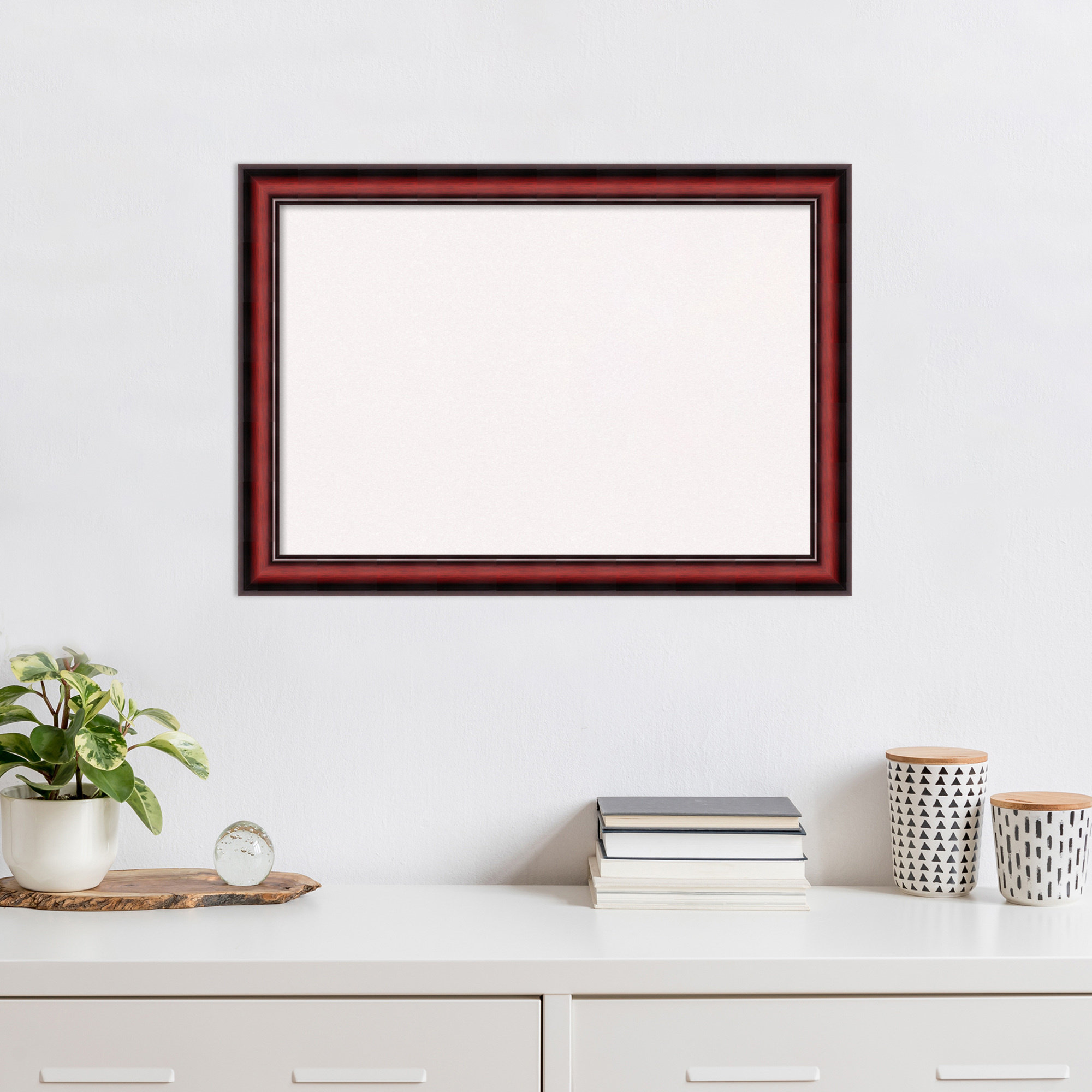 Amanti Art White Cork Board, Rubino Cherry Scoop Wood Frame - Bulletin ...