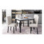 Ensemble de table de salle à manger 5 pièces en faux marbre avec 4 coussins épais, blanc / beige + noir